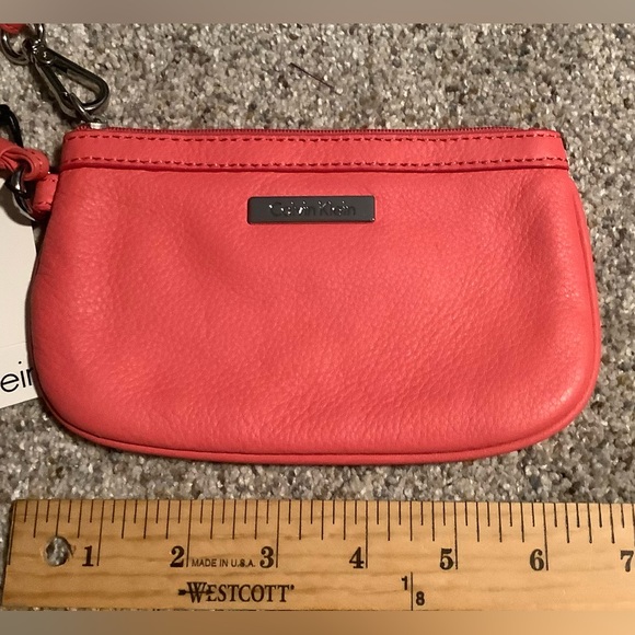 Calvin Klein, Sm. Coral & Silver Leather wristlet. Never been used! NWT - Picture 6 of 10